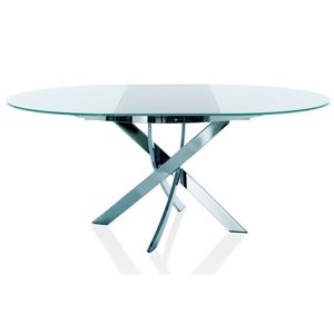 BONTEMPI - Rozkládací jídelní stůl BARONE, sklo/dřevo