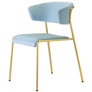 SCAB - Židle LISA s područkami - světle modrá/mosaz