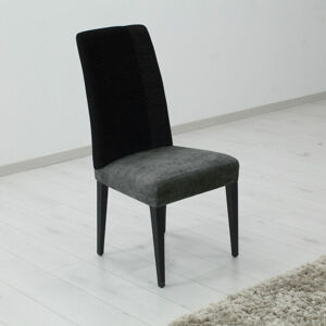 Potah elastický na celou židli, komplet 2 ks Estivella odolný proti skvrnám, tmavě šedá