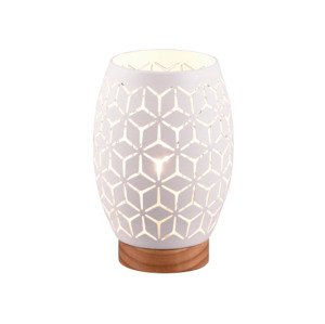 Stolní lampa Bidar 21 cm, bílý kov/dřevo